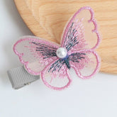 Pink Embroidered butterfly hairpin -HA215
